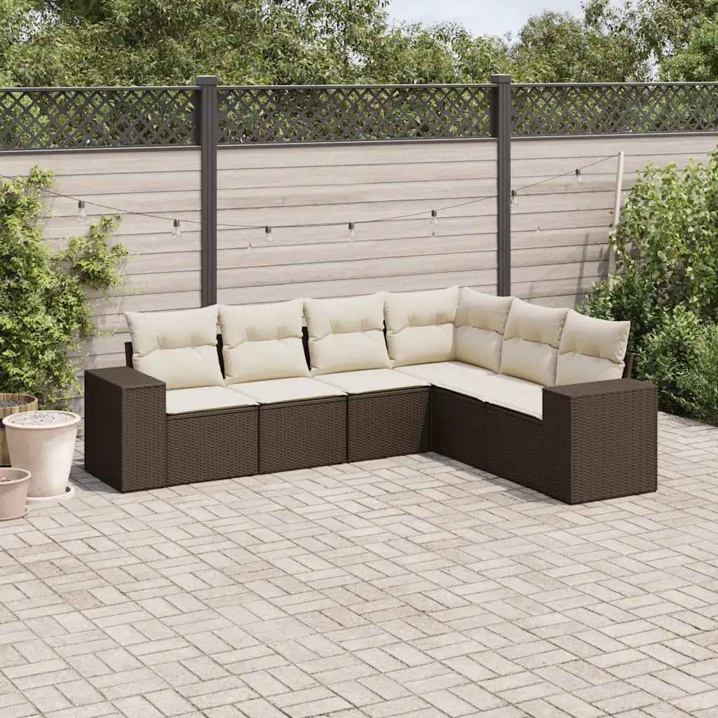 Set Divano da Giardino 6 pz con Cuscini Marrone in Polyrattan 3254950