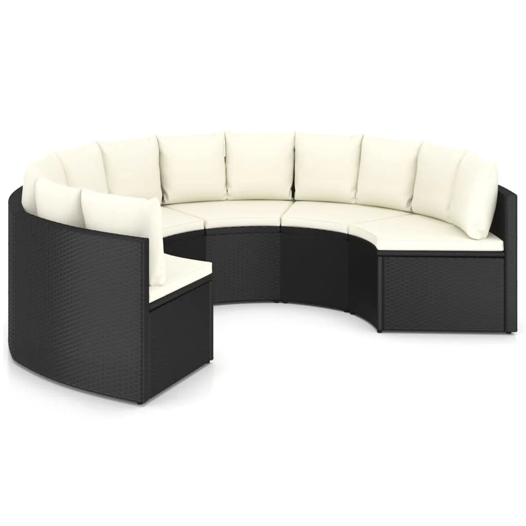 Set di mobili da giardino mobili da esterno 6 pezzi con cuscini resina intrecciata nera 02_0016914