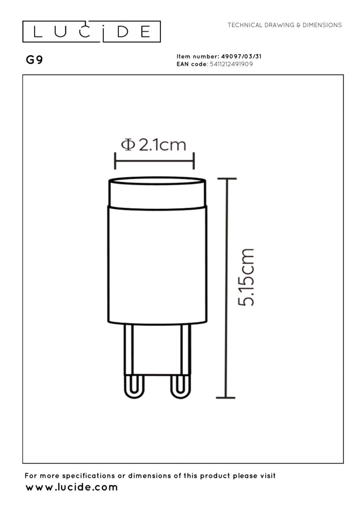 Lampadina LED G9 capsula 3W 260lm luce calda Lucide