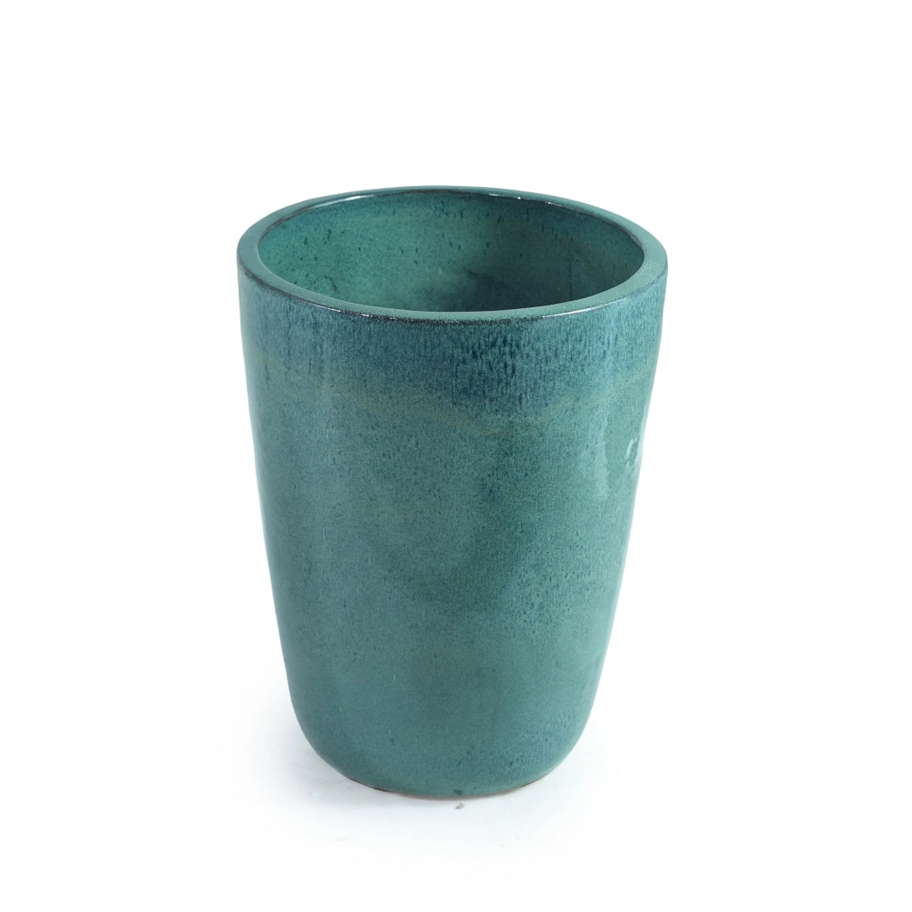 Vaso in ceramica smaltata turchese Ø38,5 cm H49,5 cm, resistente al gelo, con fori di drenaggio