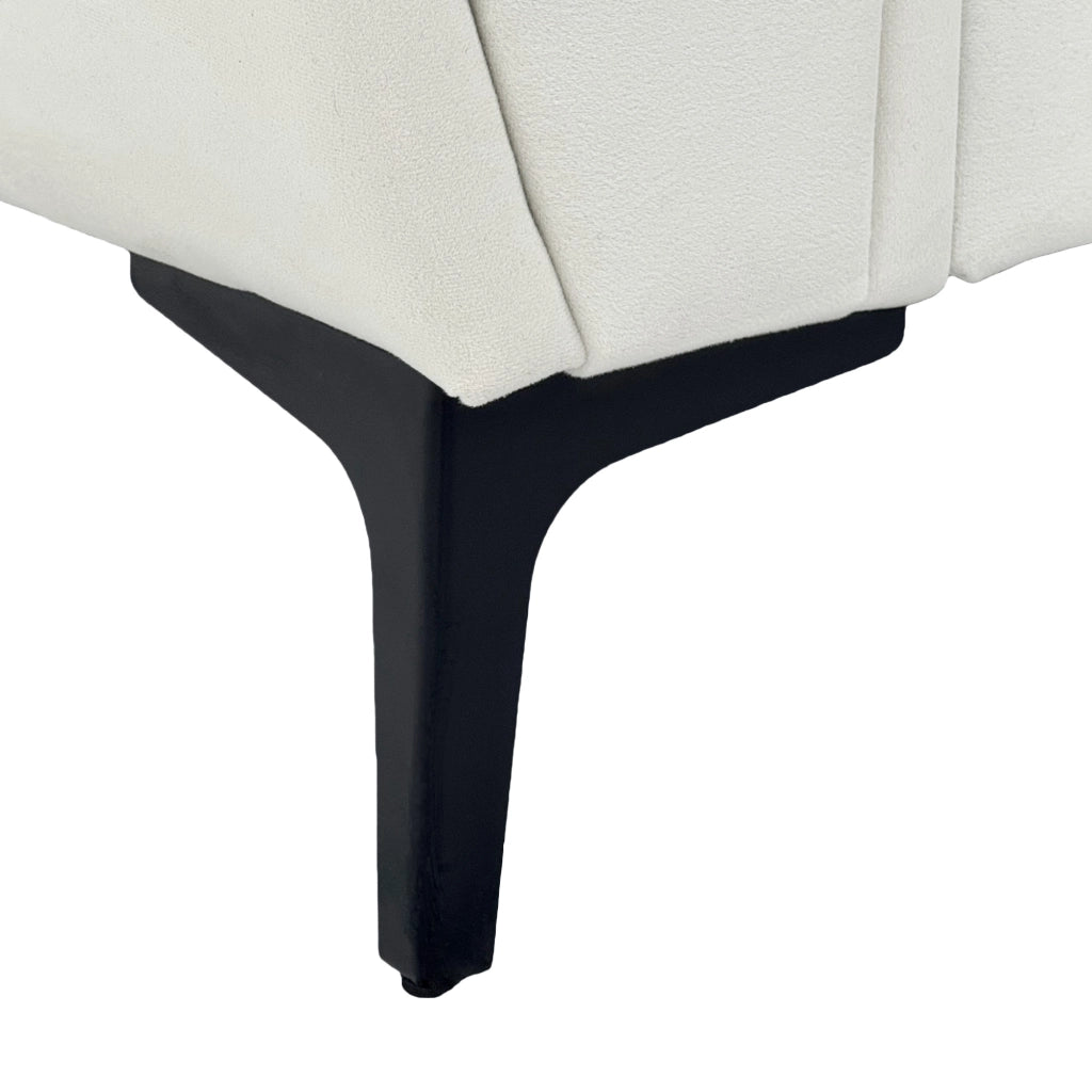 Divano Dritto con Molle Insacchettate, Fodere Sfoderabili, Piedi in Metallo, Tessuto Bianco Crema