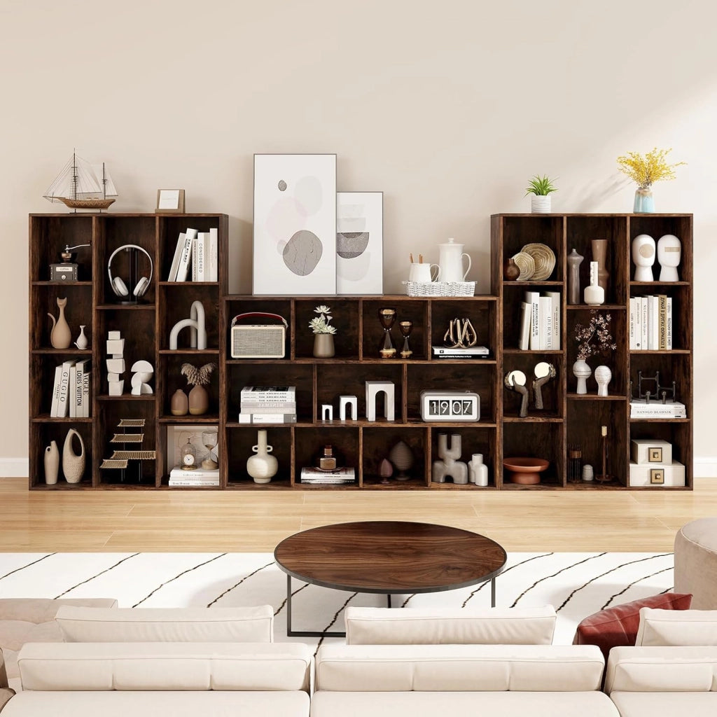 Libreria Aperta con 11 Scomparti, Libreria a Cubi, Arredamento Casa, Scaffale da Ufficio, 74 x 24 x 106 cm (Marrone)