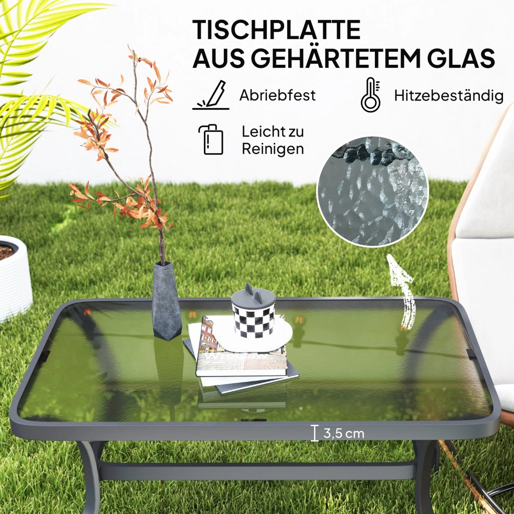 Comodino in vetro temperato; motivo ondulato; angoli arrotondati; ideale per balcone; 95 x 55 cm; nero