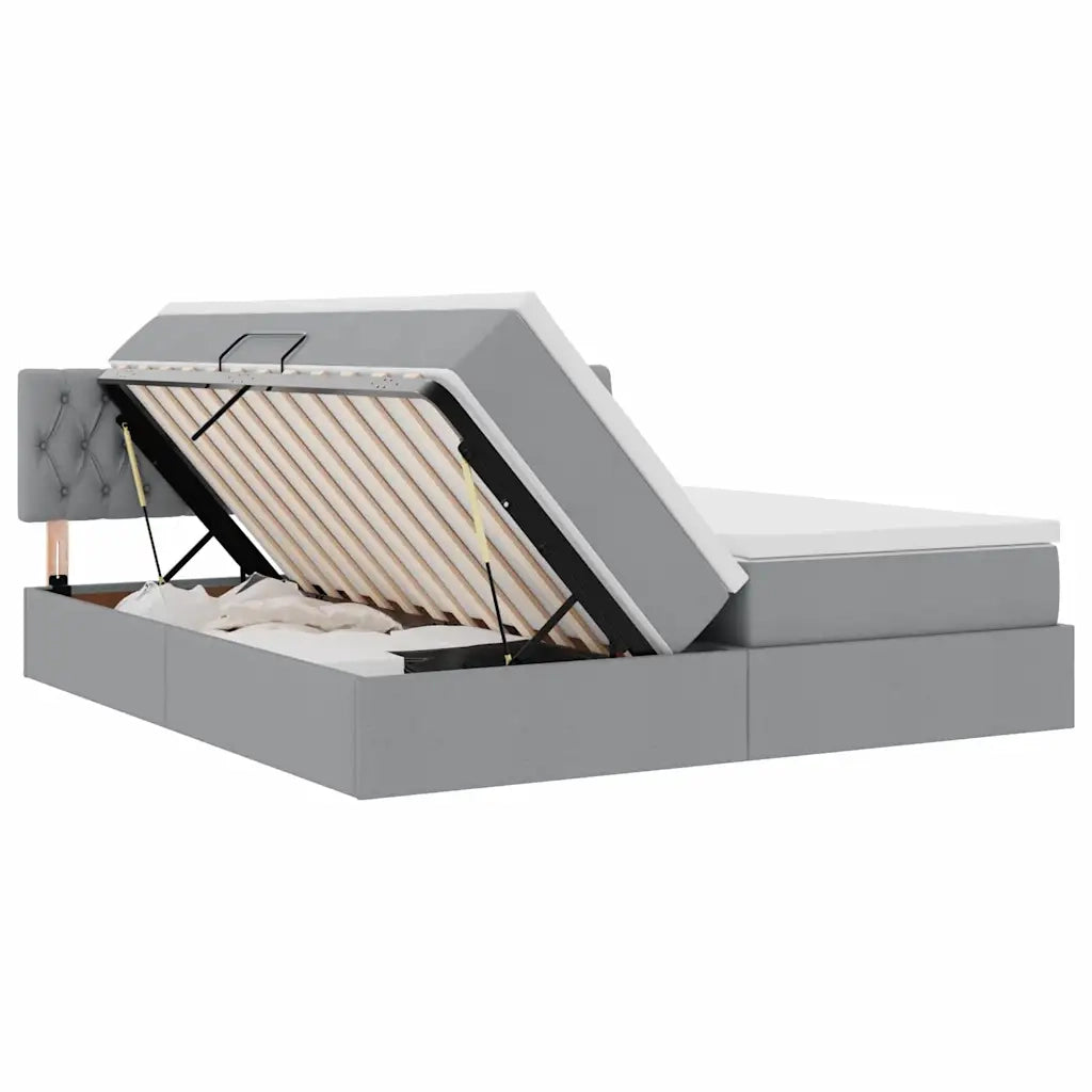 Letto con Contenitore con materasso Grigio chiaro 180 x 200 cm 3370937