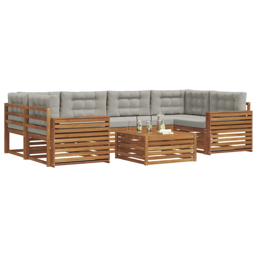 Set di divani da esterno 7 pcs Grigio Naturale e Chiaro