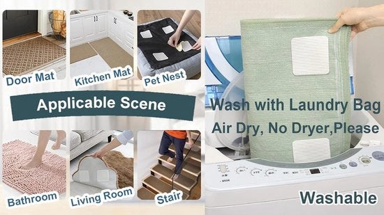 4 ades antislittanti per pavimenti in legno, laminato e gres - adesivi self-adesivi, lavabili e riciclabili - prevenzione del movimento dei pavimenti (10x10 cm)
