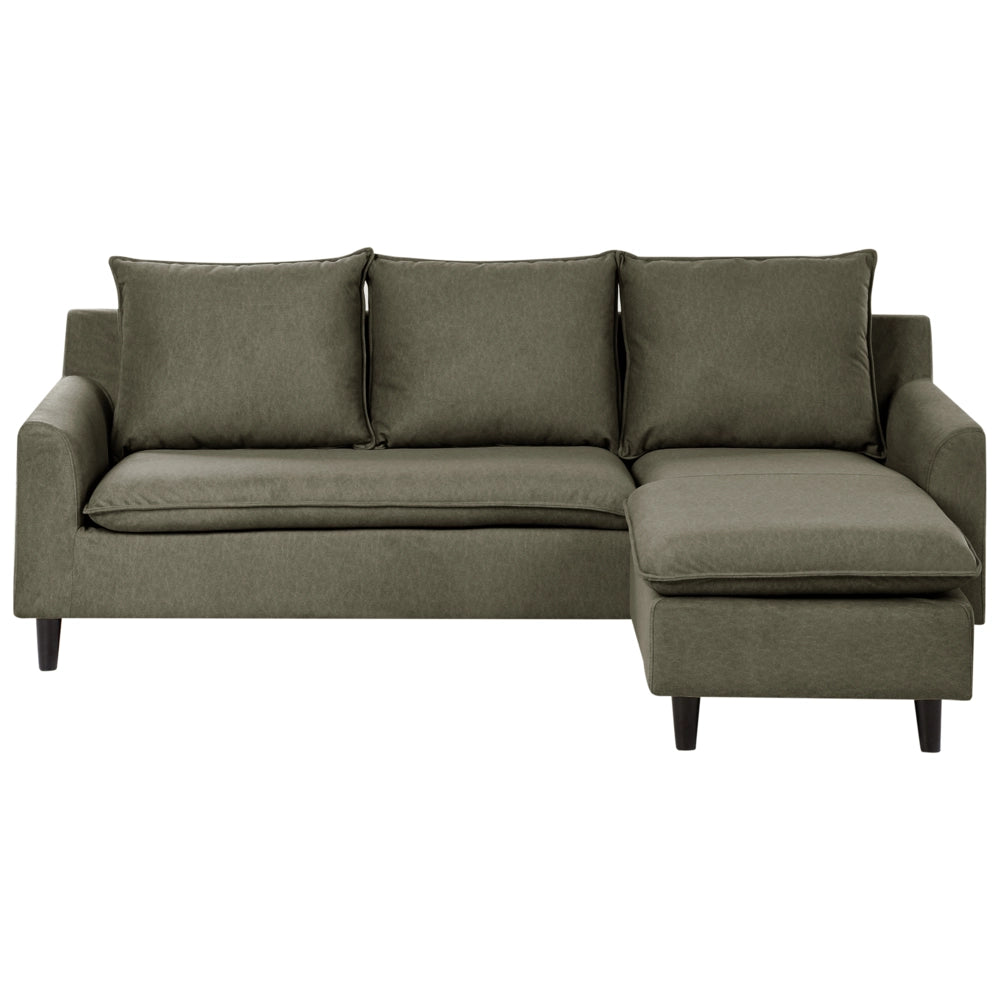 Divano componibile angolare in tessuto verde scuro lato sinistro Cuscino schienale stile moderno
