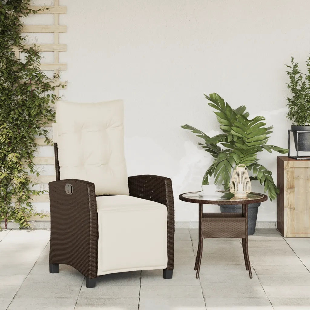 Sedia Reclinabile Giardino | Sedie da Esterno con Poggiapiedi Marrone Polyrattan