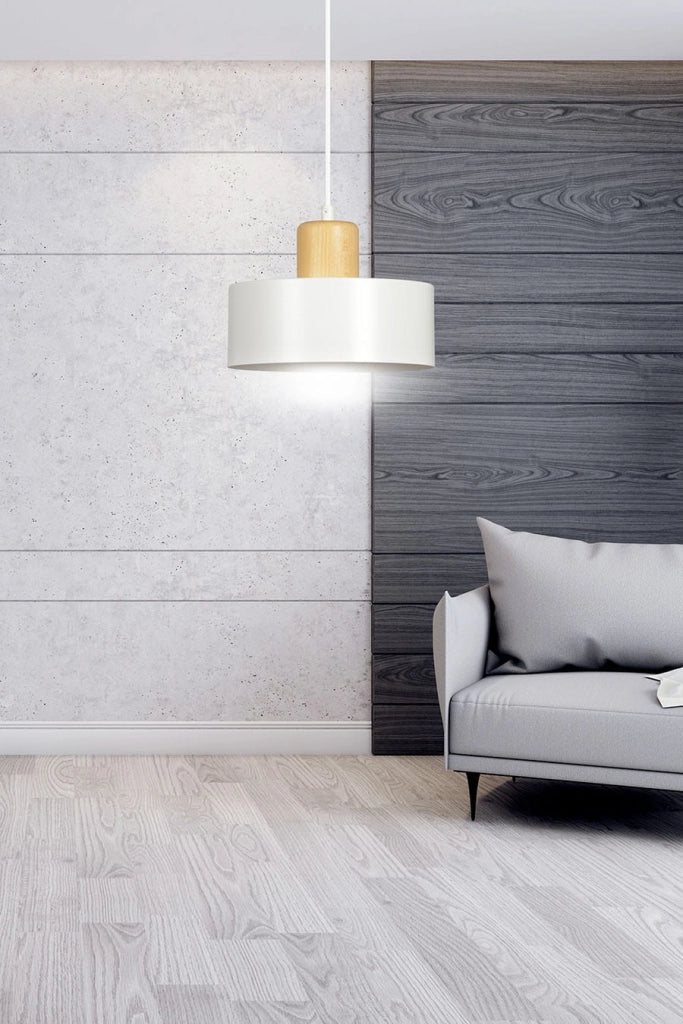 Lampada a sospensione Emibig Torin bianca legno E27