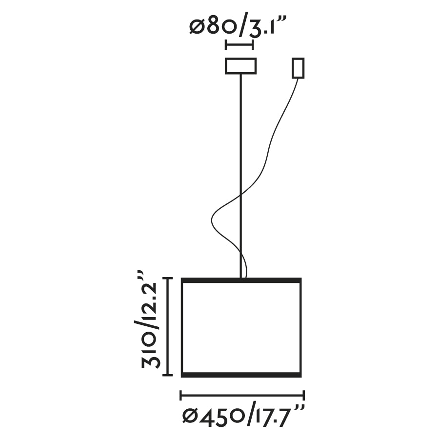 MAMBO 450 Lampada sospensione nera/ratan