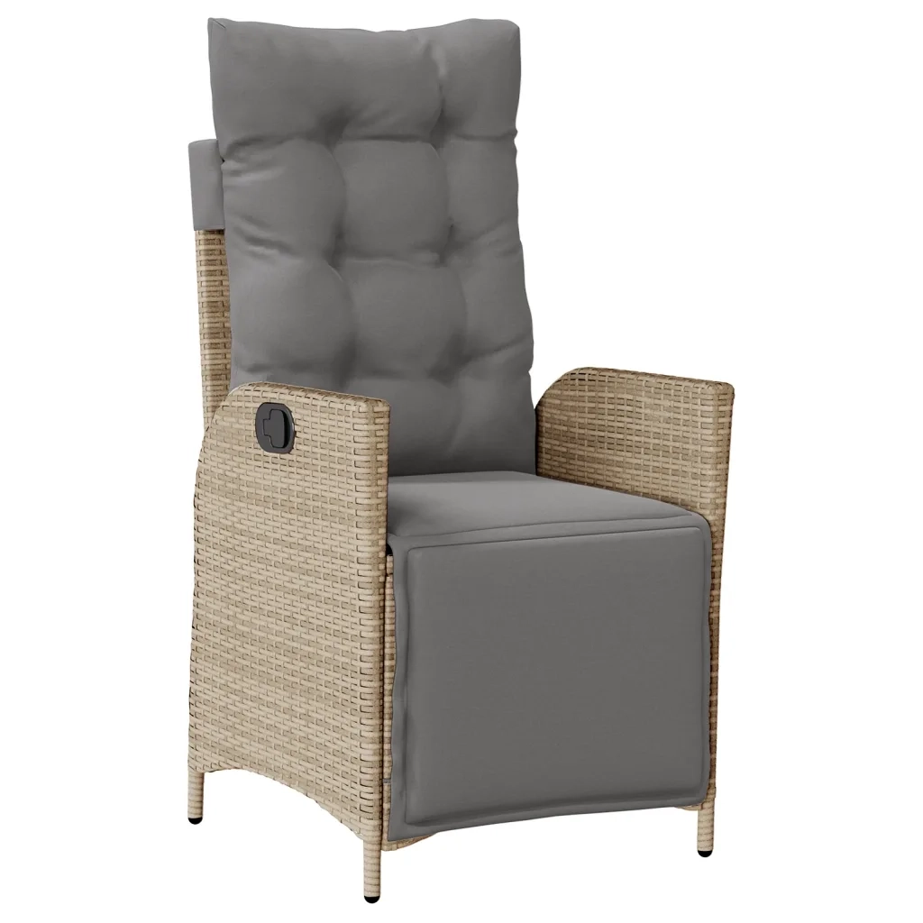 Set da Pranzo da Giardino 7 pz con Cuscini Beige in Polyrattan