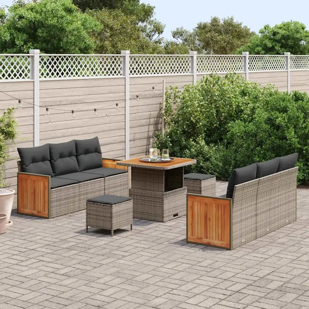 Set Divano da Giardino con cuscino 11 pcs Grigio polyrattan 3365208