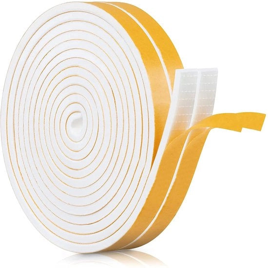 Tappo di espansione a secco - Nastro di schiuma - Afdichtamento di porte - Isolamento acustico - Dado - 12 x 6 mm (B x D), 8 m, Bianco - Nastro di isolamento