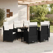 Set da pranzo per esterni 7 pz Nero e Bianco Crema polyrattan 3422433