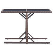 Tavolo da Giardino Marrone 110x53x72 cm in Vetro e Polyrattan 46453