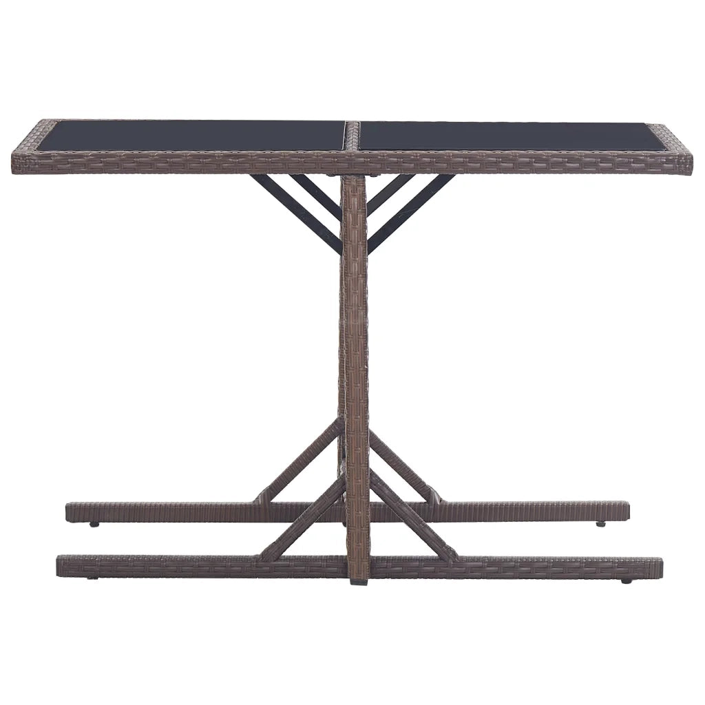 Tavolo da Giardino Marrone 110x53x72 cm in Vetro e Polyrattan 46453