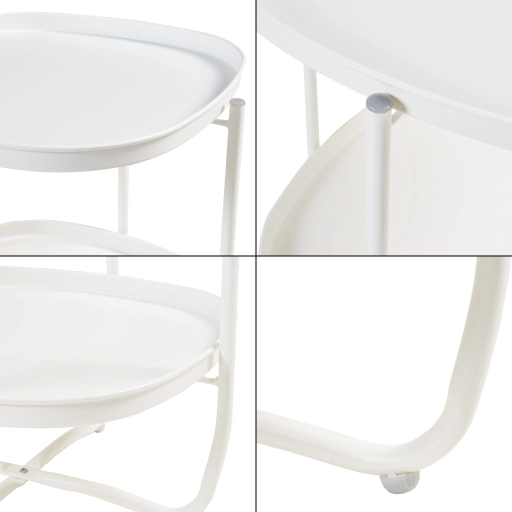 Tavolino Sandefjord con 2 Vassoi Quadrati Rimovibili - Bianco [en.casa]