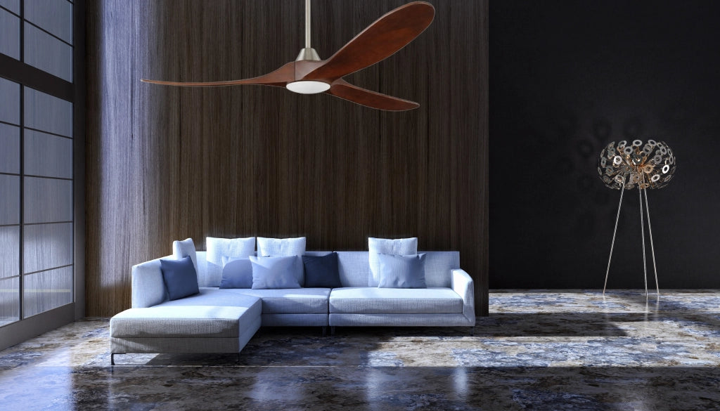 Ventilatore da soffitto a risparmio energetico KOA con LED nichel 178 cm con pale di legno naturale
