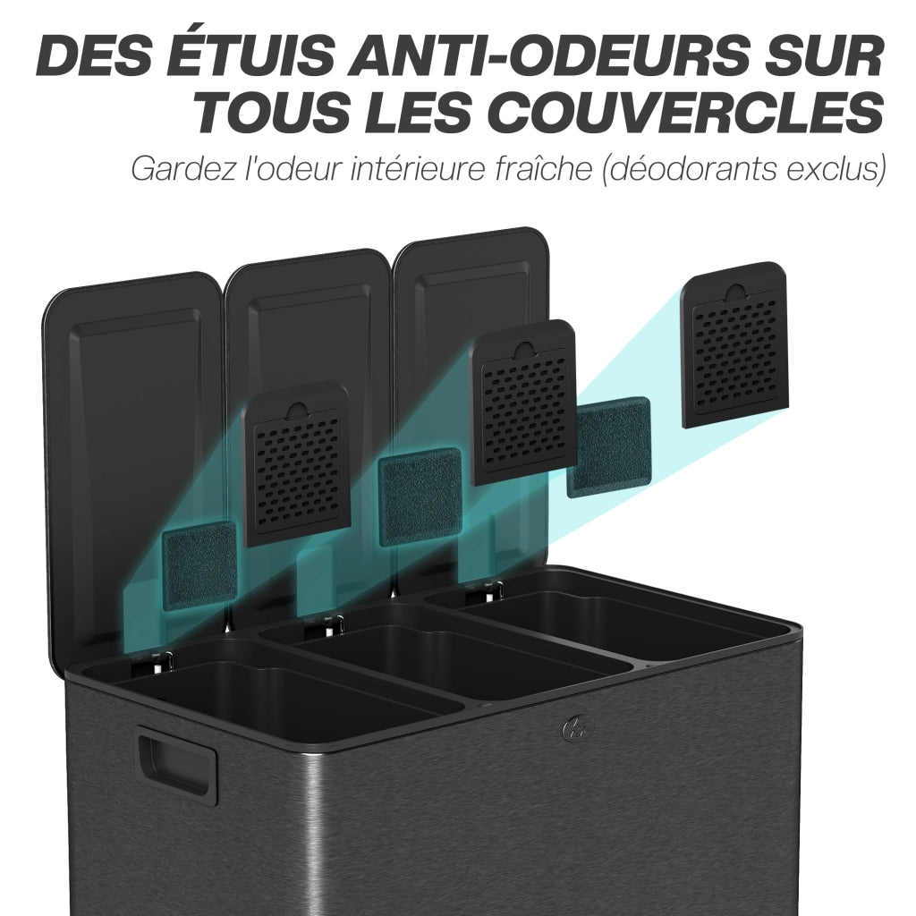 Cestino per la Raccolta Differenziata ¨C Zephmum ¨C 61,9x36,6x56,7cm, Nero