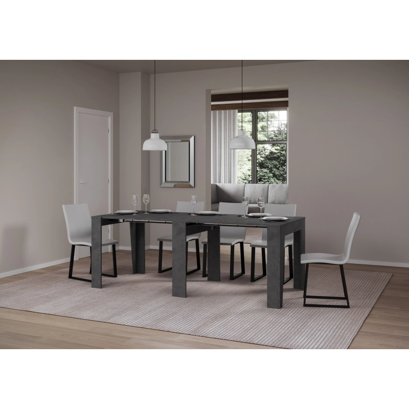 Consolle allungabile 90x25/211 cm Anea - Antracite Spatolato