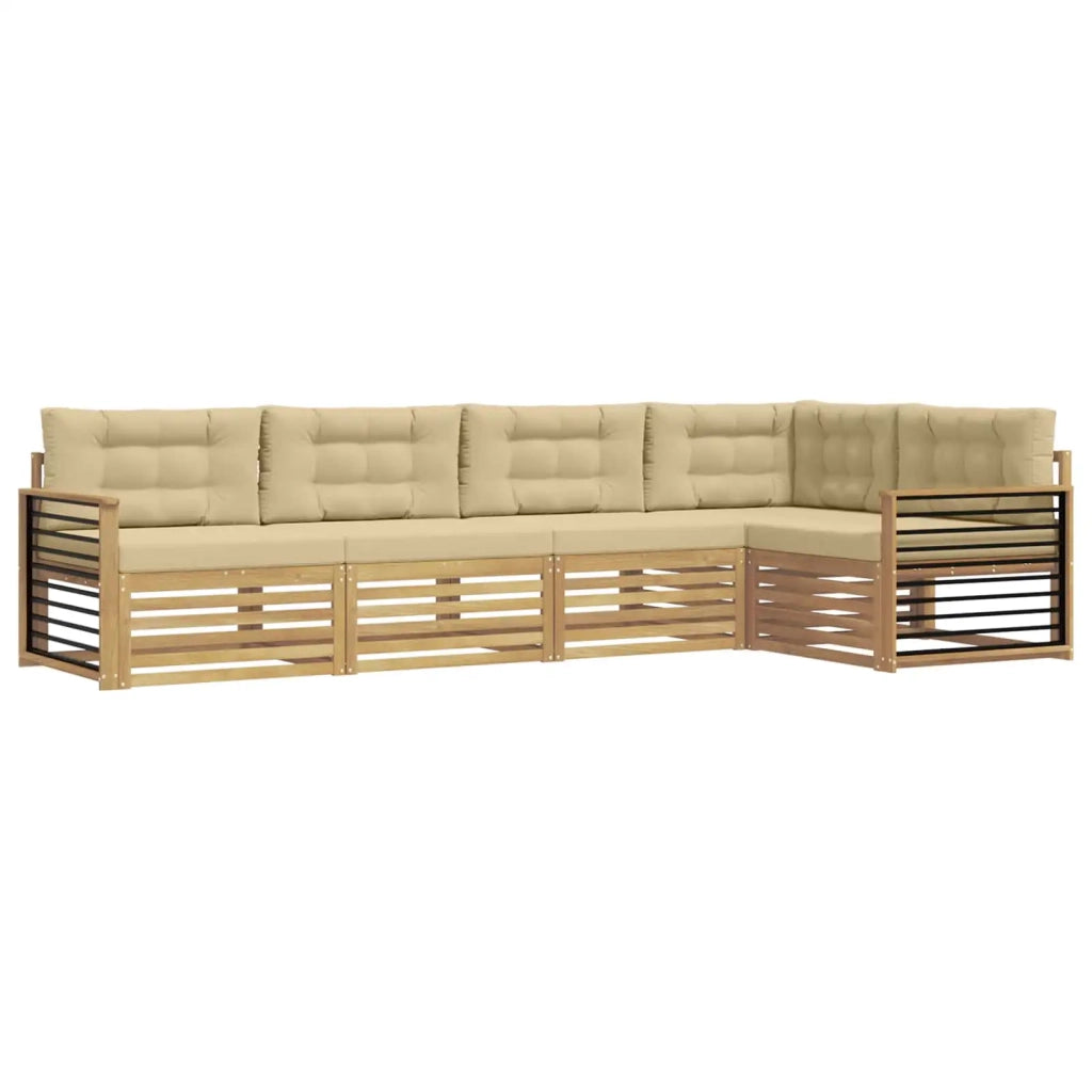 Set di divani da esterno 6 pcs Bianco e Beige Poliestere