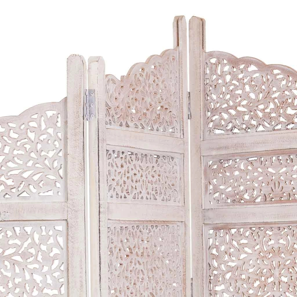 Paravento in legno bianco fatto a mano 50(x4)x2x180h