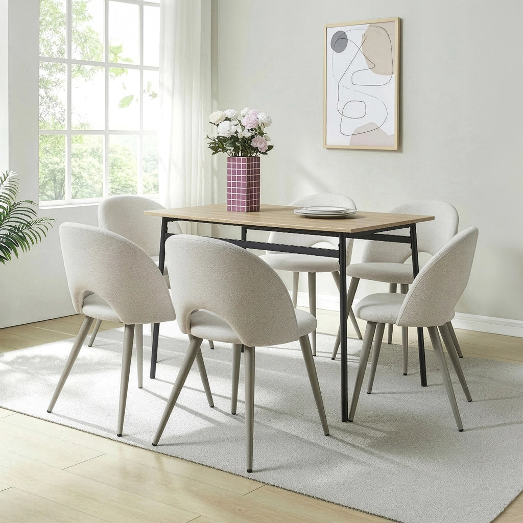 Set Karijoki di 6 Sedie Imbottite da Sala Pranzo Rivestimento in Tessuto - Beige [en.casa]