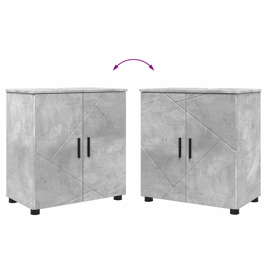 Set di mobili per il bagno con porta 2 pcs Grigio cemento 3392936