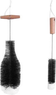Set di spazzole a doppio contenitore per la delicata pulizia di bottiglie di vetro da 0,6L - Resistenti alle macchie - Pulitore per bottiglie di bibite e acqua