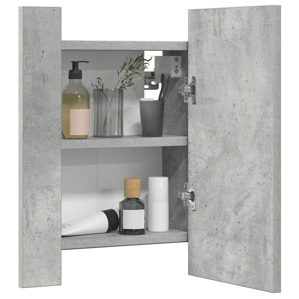 Armadietto a Specchio con Luci LED-Mobiletto a specchio Grigio Cemento in Acrilico 883080