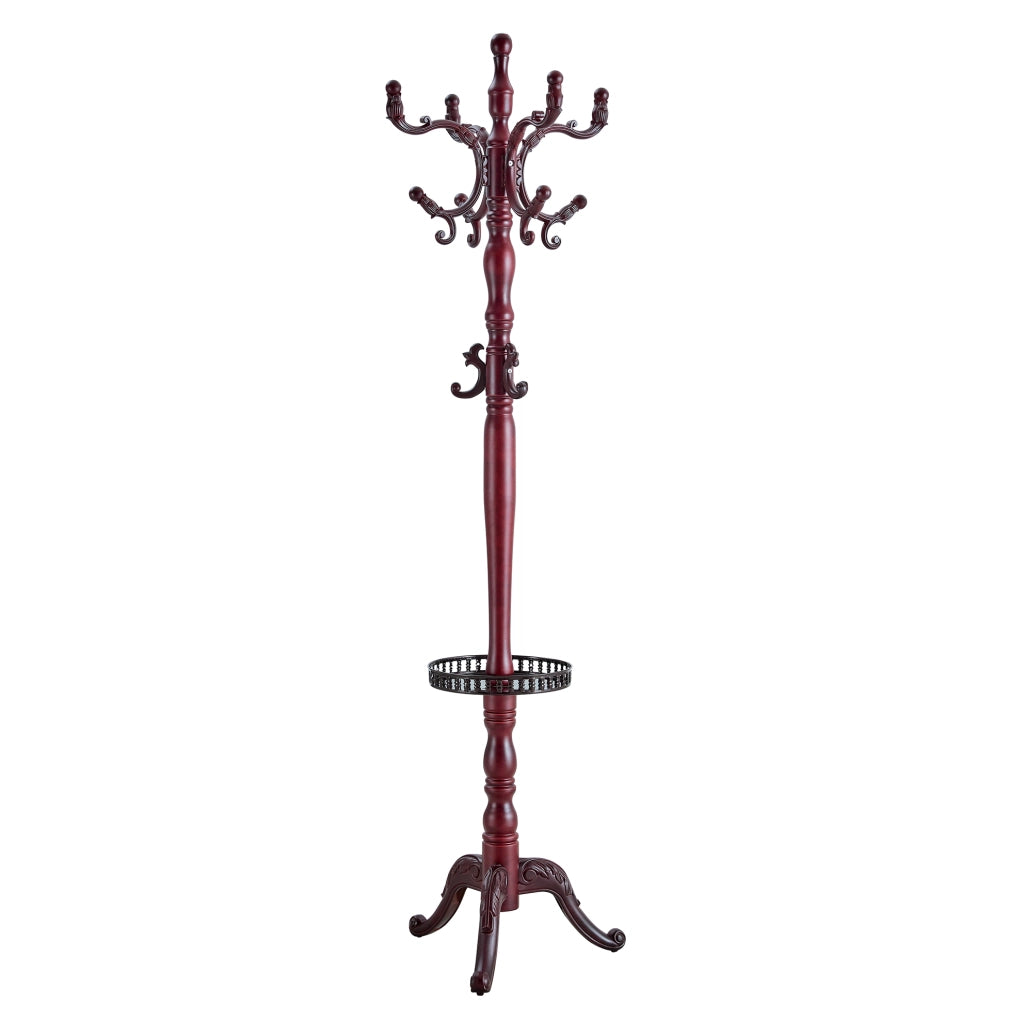 Appendiabiti da terra in legno massello noce, 195 cm