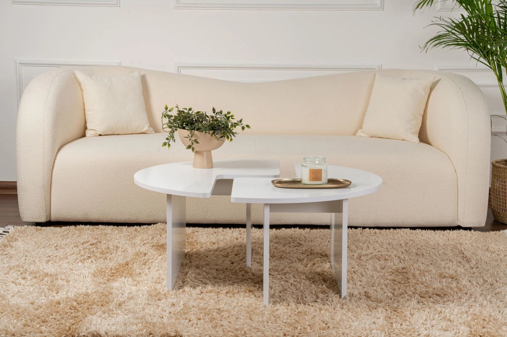 Tavolino in legno "Moira" 90 x 90 x 41 cm - Bianco naturale