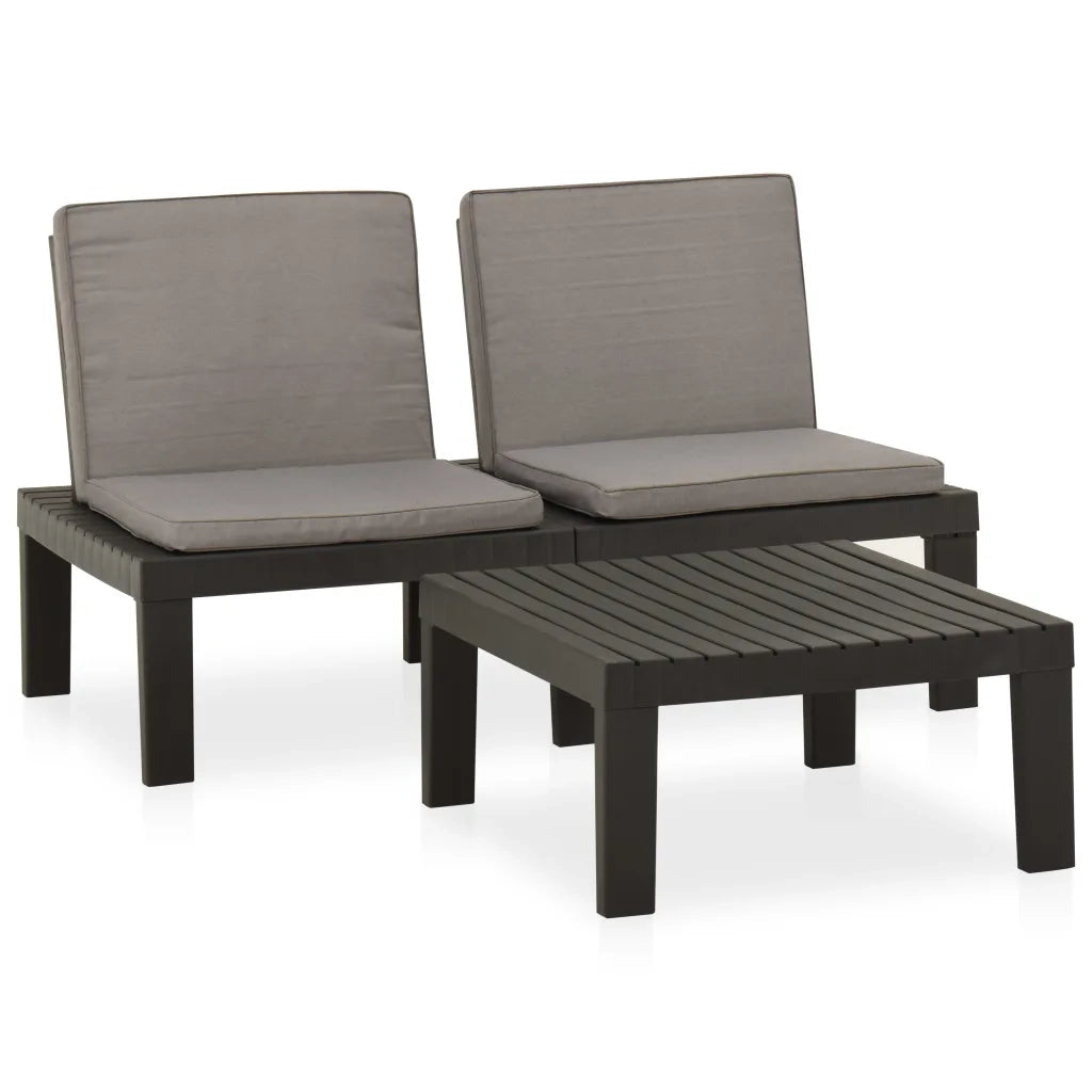 Set Divani da Giardino con Cuscini 2 pz | Set Salotto da Giardino in Plastica Grigio
