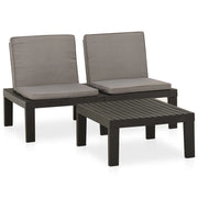 Set Divani da Giardino con Cuscini 2 pz | Set Salotto da Giardino in Plastica Grigio
