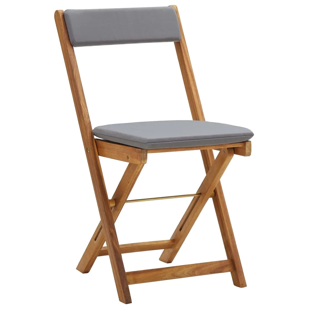 Set da BistrÃ² Pieghevole 3pz con Cuscini Legno Massello Acacia  cod mxl 39508