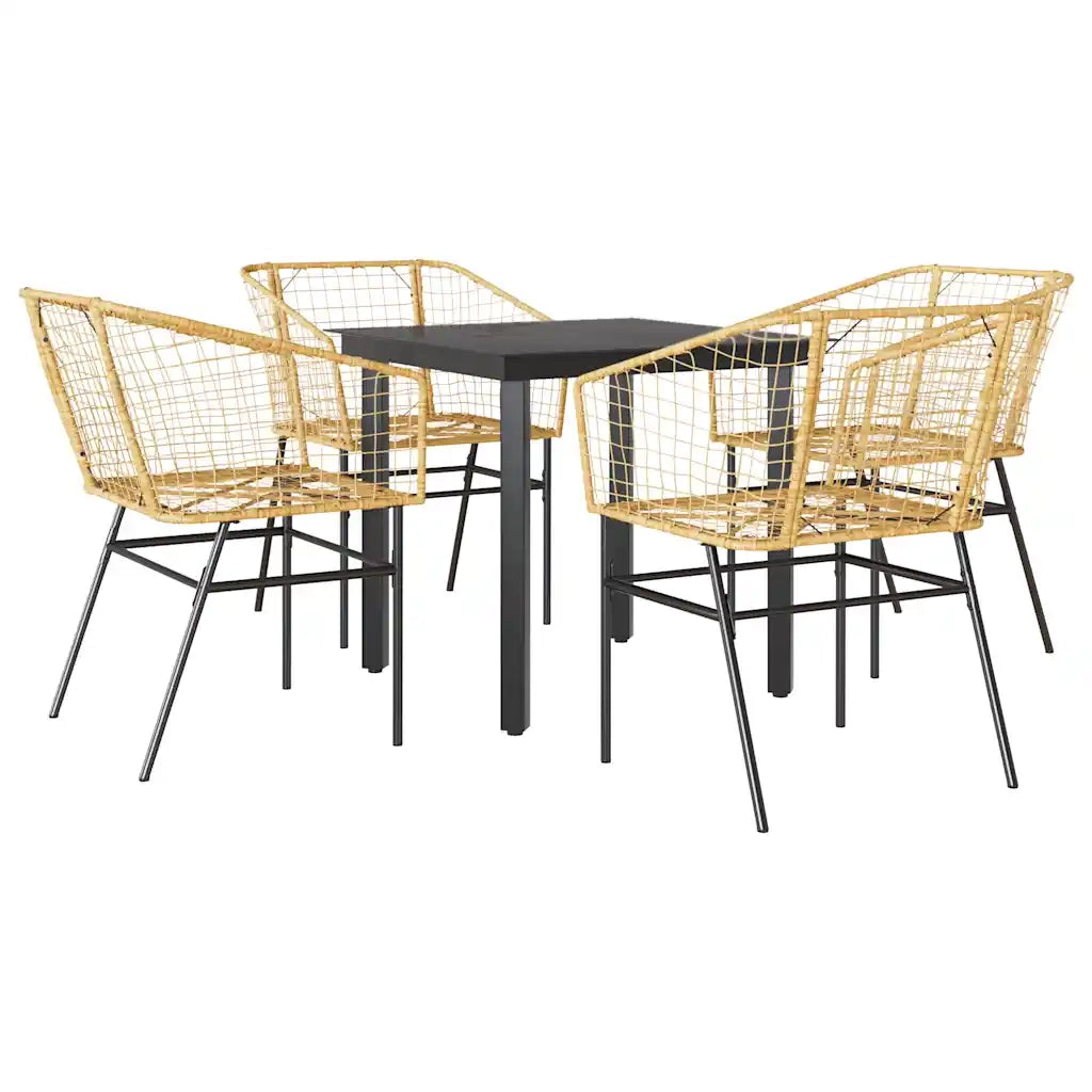 vidaXL Set da Pranzo da Giardino 5pz Polyrattan Vetro