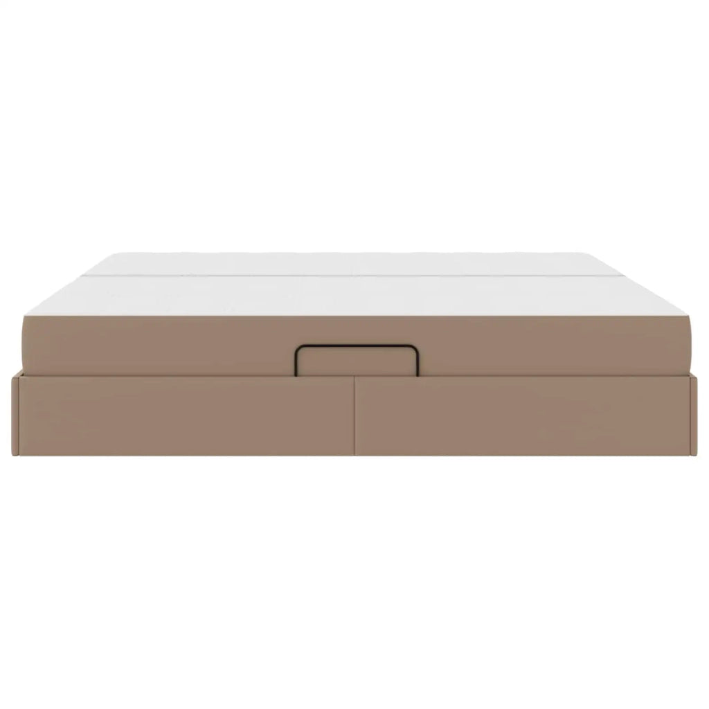 Letto con contenitore e materasso 2 pcs Cappuccino Pelle
