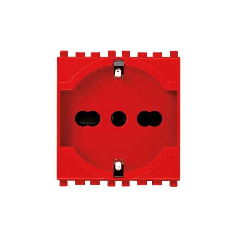 20210.R Presa 2P+T 16A Universale Rosso Eikon