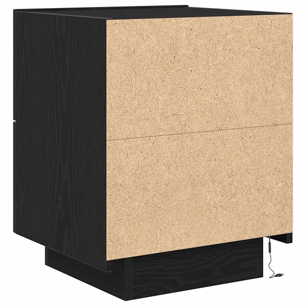 Set di 2 Comodini | Armadio da Notte | Mobiletto da notte con cassetto Rovere Nero 45 x 40 x 55 cm