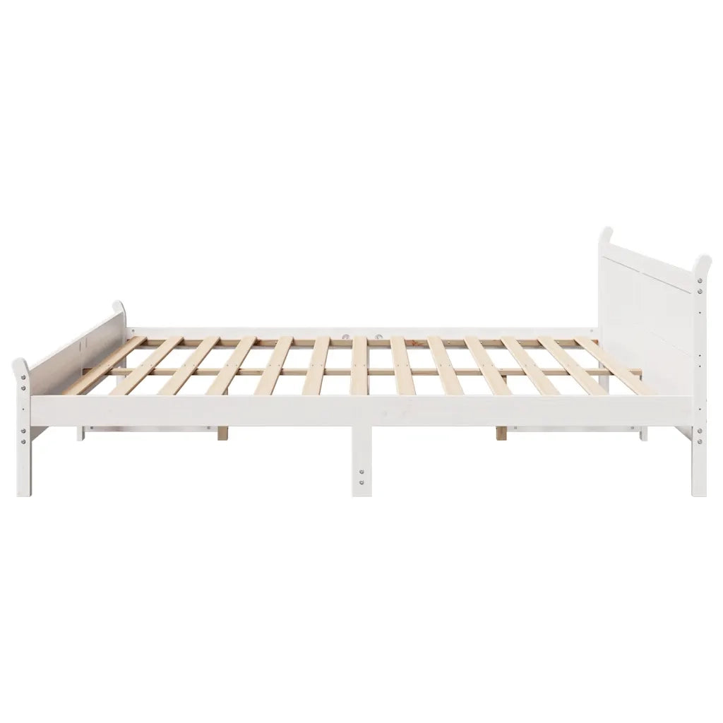 vidaXL Giroletto senza Materasso Bianco 200x200 cm Legno Massello Pino