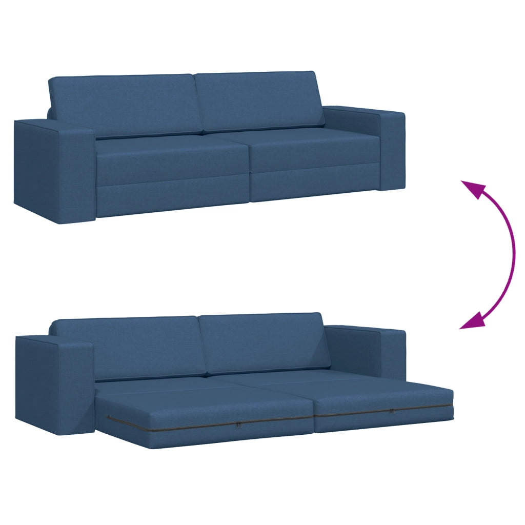 Divano Letto a Terra 2 in 1 Blu 245x150x60.5 cm Tessuto