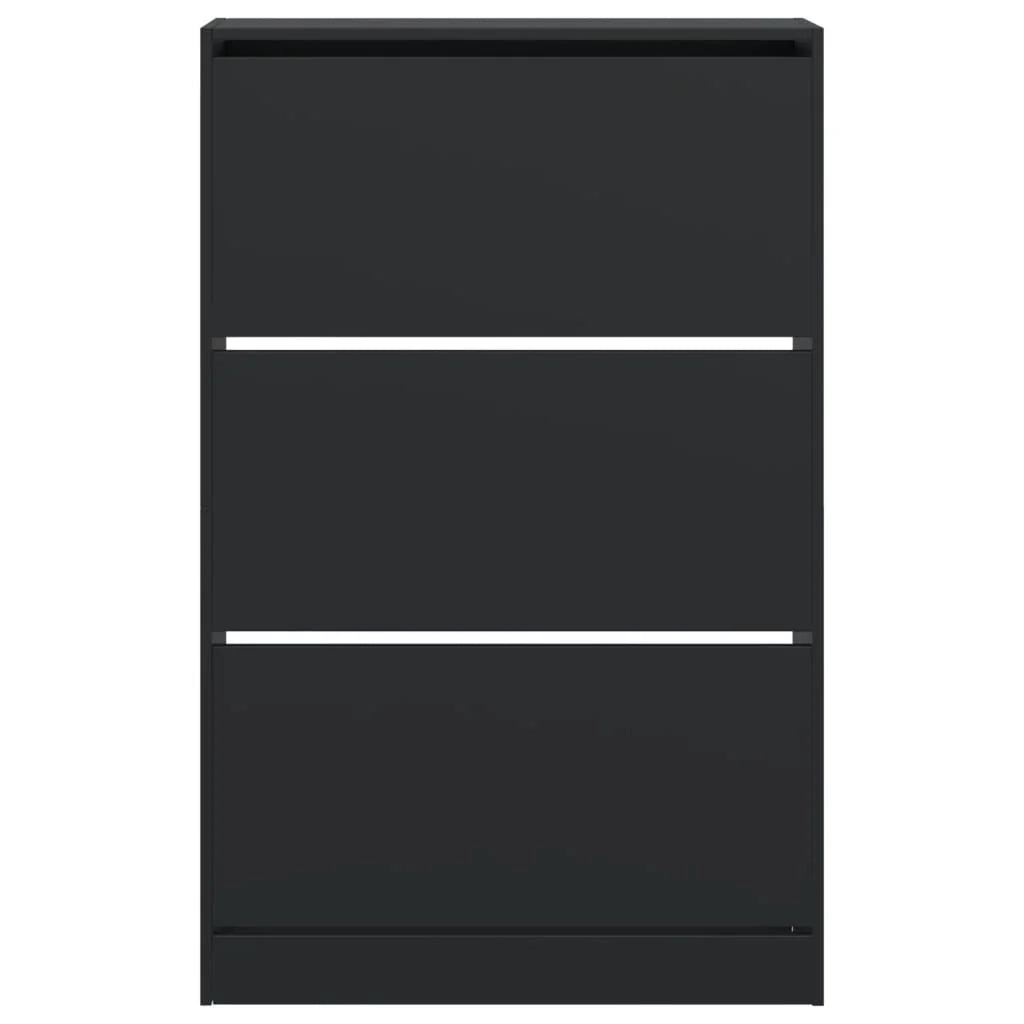 Scarpiera mobiletto portascarpe mobile per ingresso/corridoio/soggiorno 80 x 21 x 125,5 cm legno ingegnerizzato nero 02_0022019
