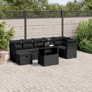 Set Divani da Giardino con Cuscini 8 pz Nero in Polyrattan