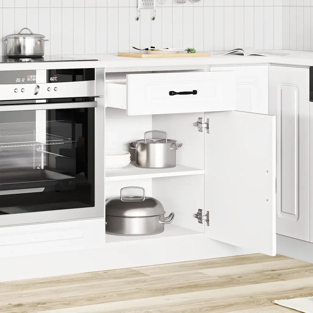 Armoire de cuisine Kalmar blanc bois d'ingénierie