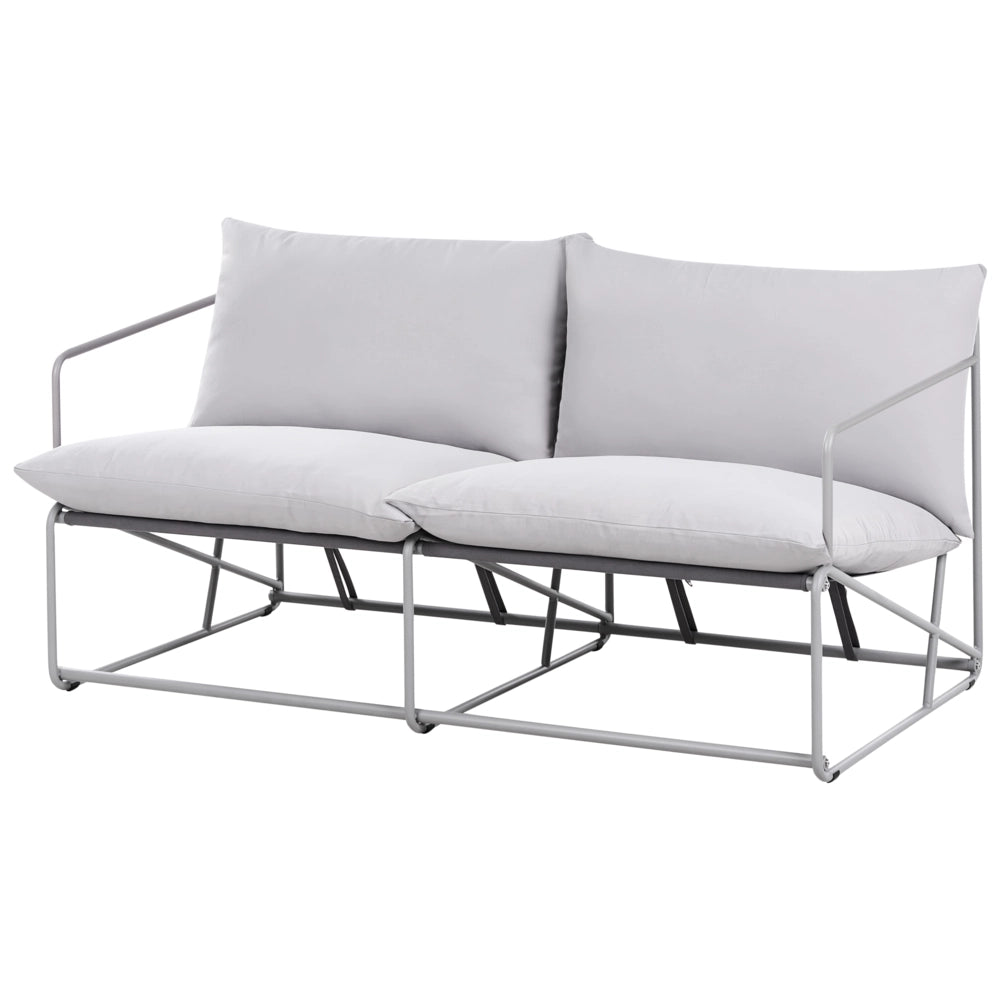 Divano basso oversize in metallo con cuscini schienale e seduta Arredamento da interno ed esterno Giardino Grigio stile moderno e rustico