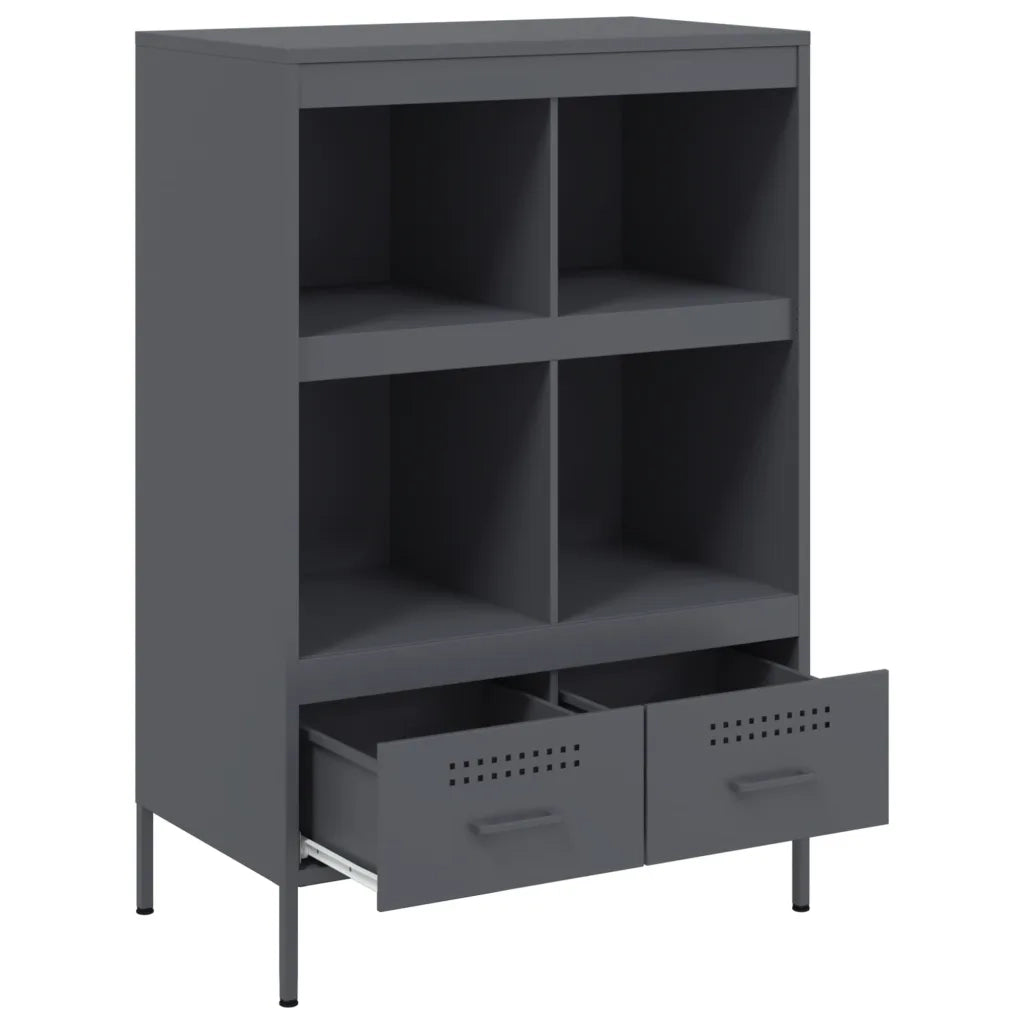 Credenza | Madia | Buffet da pranzo | Armadio da pranzo Antracite 68x39x101,5 cm Acciaio