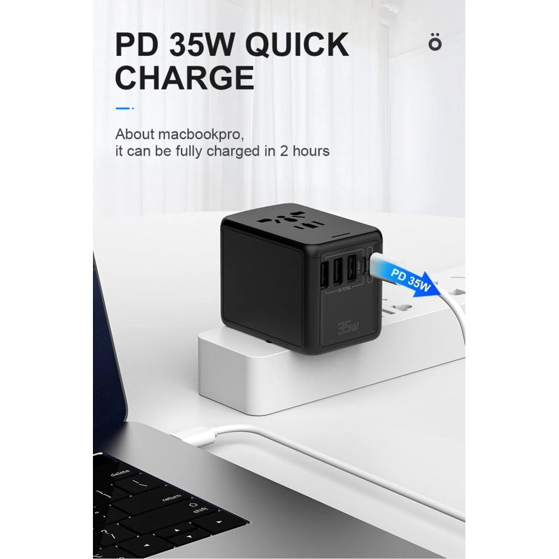 Adattatore Viaggio USB C USB A 35W Ricarica Veloce Quick Charger