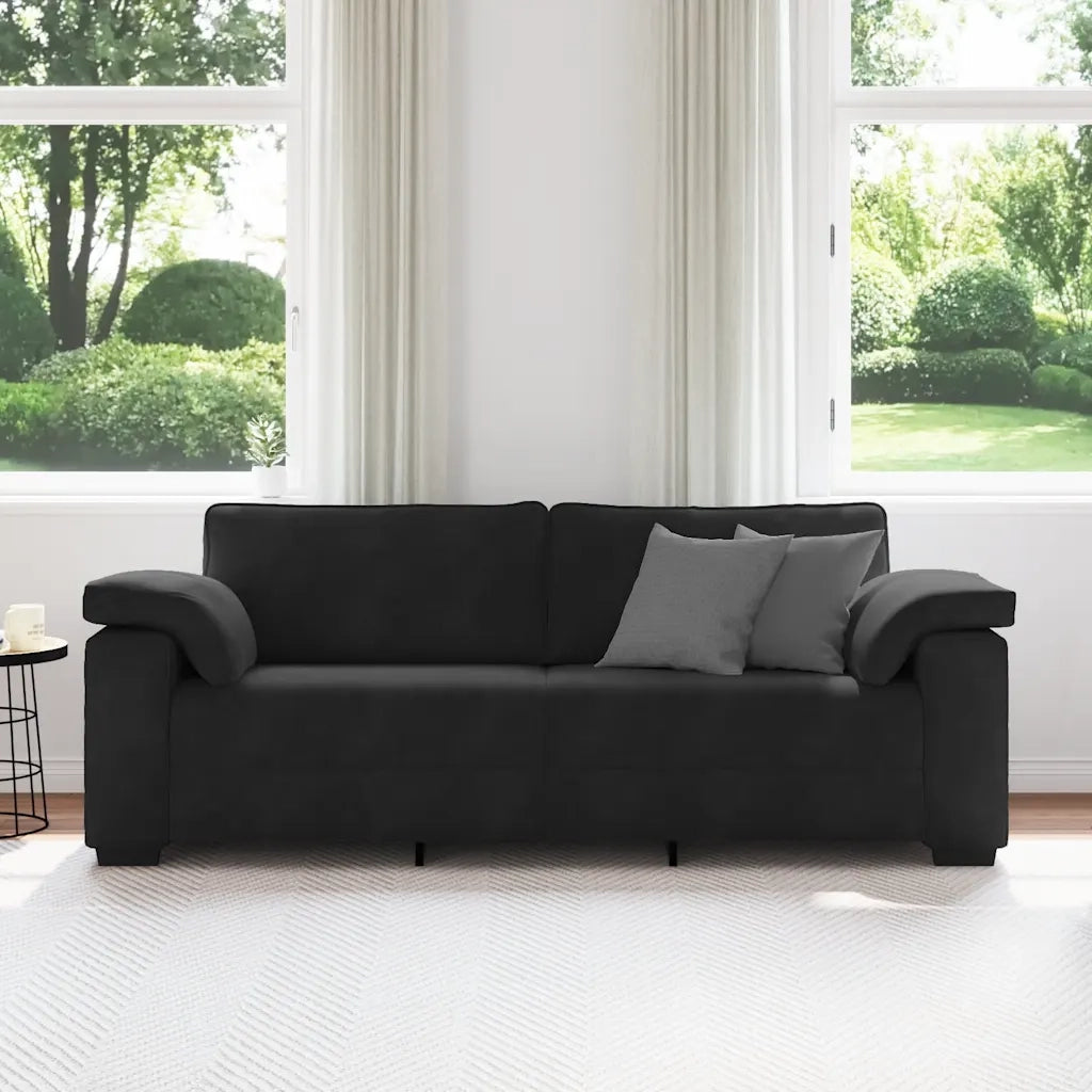 Divano a 3 Posti Nero 220x77x82 cm in Velluto 4105282