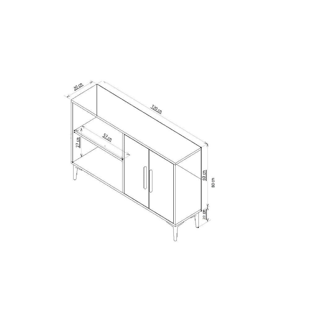 Credenza in legno "Ahart" - 120 x 30 x 80 cm - Bianco