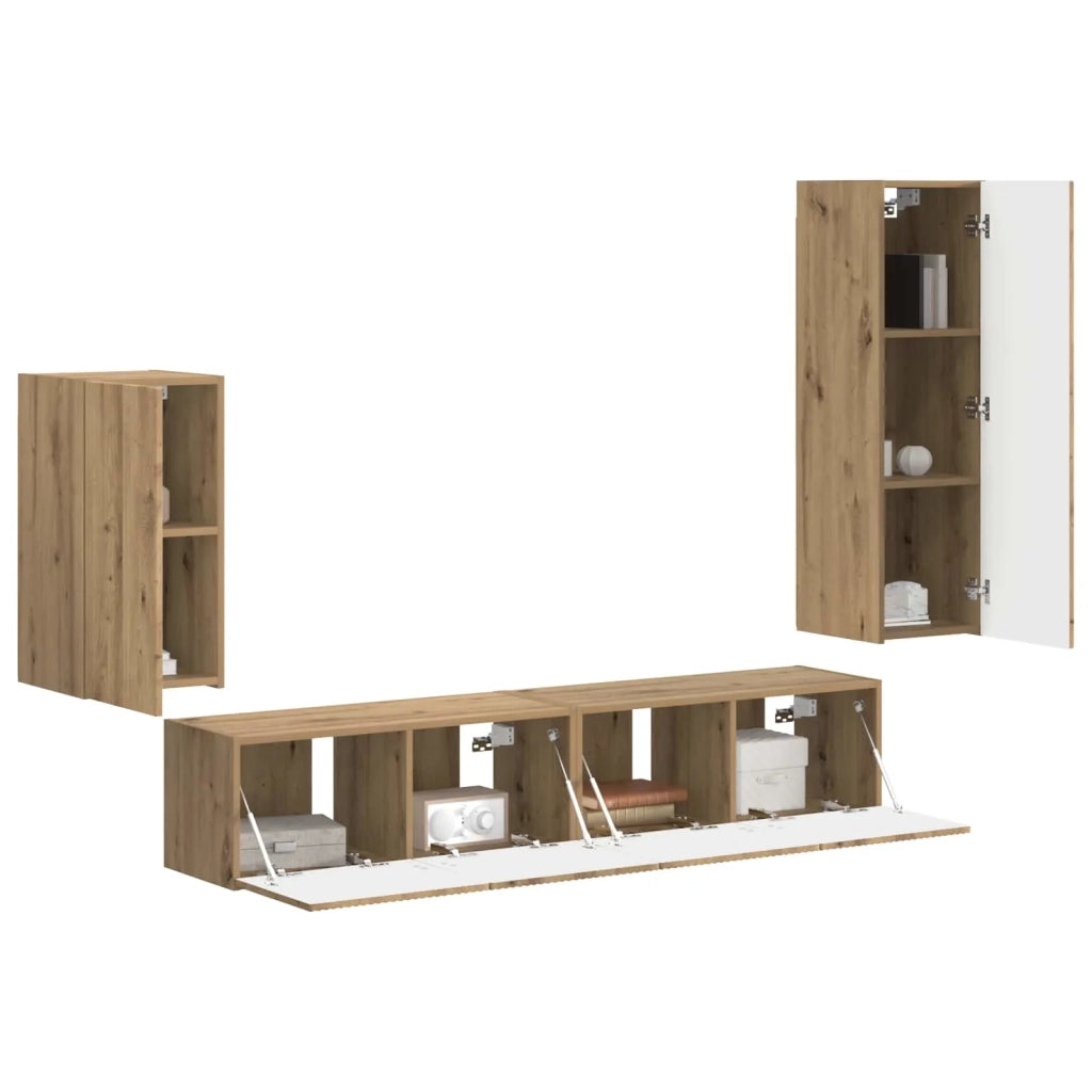 Set mobile TV 4 pcs Rovere artigianale Legno multistrato
